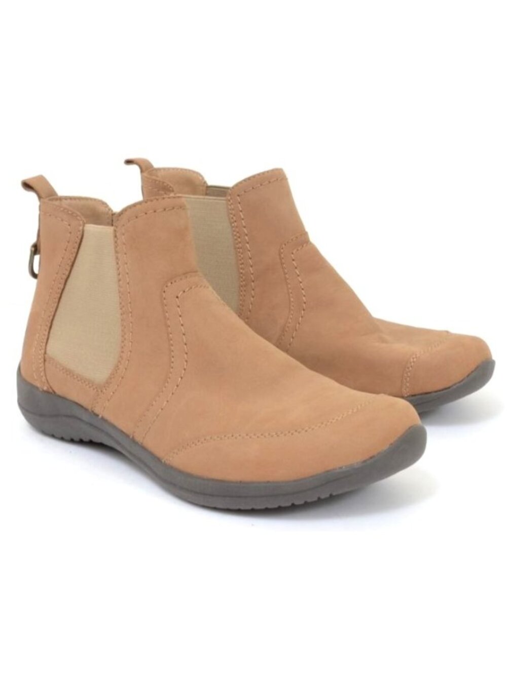 Earth Women's 9 Faine Leather Round Toe Casual Pull-On Flat Booties Comfort
